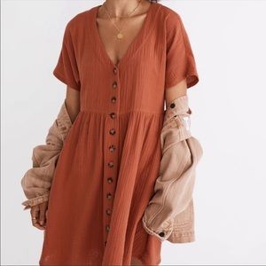Madewell Lightspun Button-Front Mini Dress #ND175